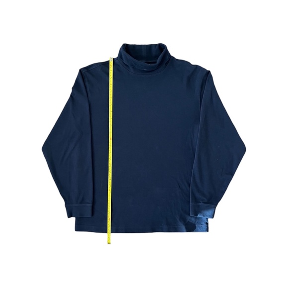 LL Bean Men's Long Sleeve Turtleneck Shirt Size M Blue Traditional Fit Cotton - Picture 3 of 6